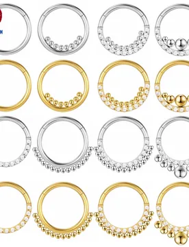 F136 Titanium Nose Piercing Hinged Bead Hoops CZ Stone Rings Clicker Ear Cartilage Tragus Helix Earrings Piercing Body Jewelry - Aliexpress - FashionsVida