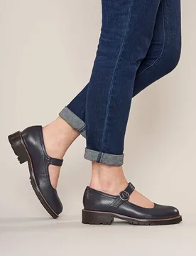 Boyce' Flat Mary Jane Style Shoes - Indigo - Size: 6 - Moshulu - FashionsVida