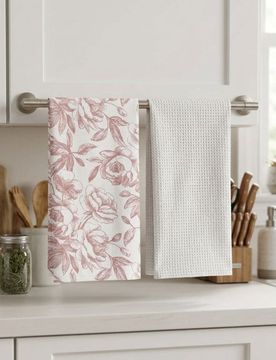 Set di strofinacci da cucina con cotone 2 pack - rosa cipria