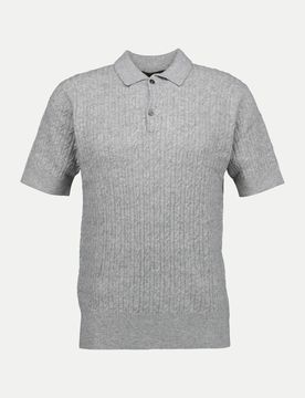 Strickpolo mit Zopfmuster Grau 52