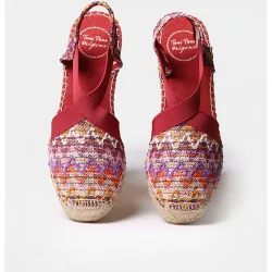 Alpargatas de cuña de mujer de tejido estampado con elásticos