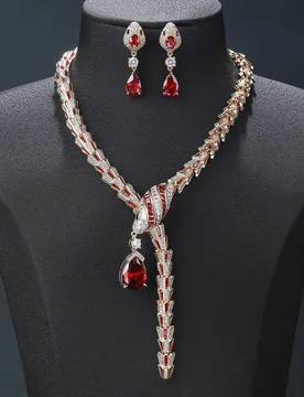 Fashion Luxury Cubic Zirconia Animal Snake Necklace Earrings set Women Party Jewelry Costume Accessories CN11527T - Aliexpress - FashionsVida