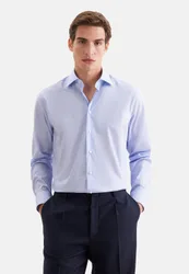 Regular Business Hemd Druck Blau 44