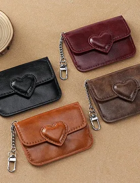Monedero con textura de aceite, billetera premium con forma de corazón, bolsa pequeña práctica, estuche magnético para tarjetas multiusos para est - Shein - FashionsVida