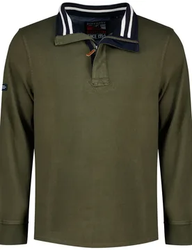 Felpa Con Mezza Zip Classics Henley Army Khaki Green XL - Superdry - FashionsVida