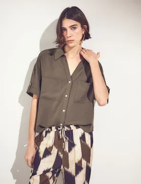 Blusa de mujer de manga corta y cuello camisero - Woman El Corte Inglés - FashionsVida