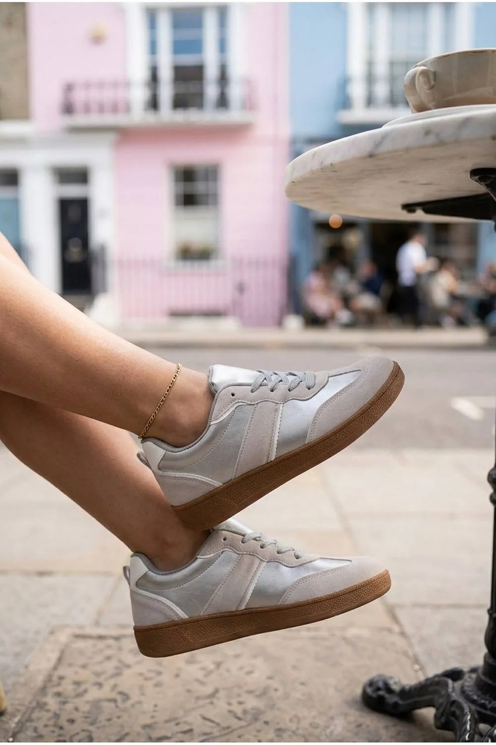 Saoirse Retro Style Trainers - Silver - Size: 6 - IKRUSH - FashionsVida