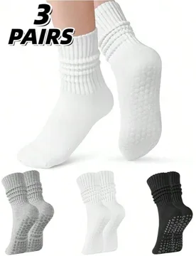 Pares de calcetines deportivos apilados muy adecuados para mujeres, suaves y cómodos, antideslizantes y amortiguadores, aptos para pilates diarios, c - Shein - FashionsVida