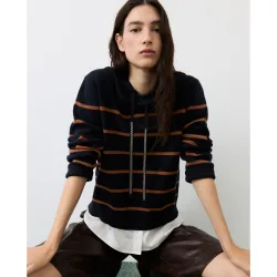 Suéter de mujer combinado capucha