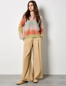 Women's Ombre Space Dye Boucle Jumper in Pink Size: 16 - Pink - Size: 16 - Apricot - FashionsVida