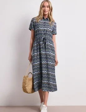 Midi-Kleid mit Zick-Zack-Muster female Blau - Street One - FashionsVida