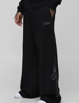 Mens Tall Extreme Wide Leg Man Joggers - Black Cotton - Size Small - boohooMAN - FashionsVida