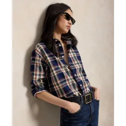 Camisa de mujer de algodón de cuadros