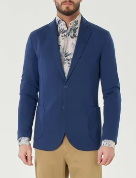 Blazer blu indaco in leggero jersey di viscosa stretch - Paul Baker - FashionsVida