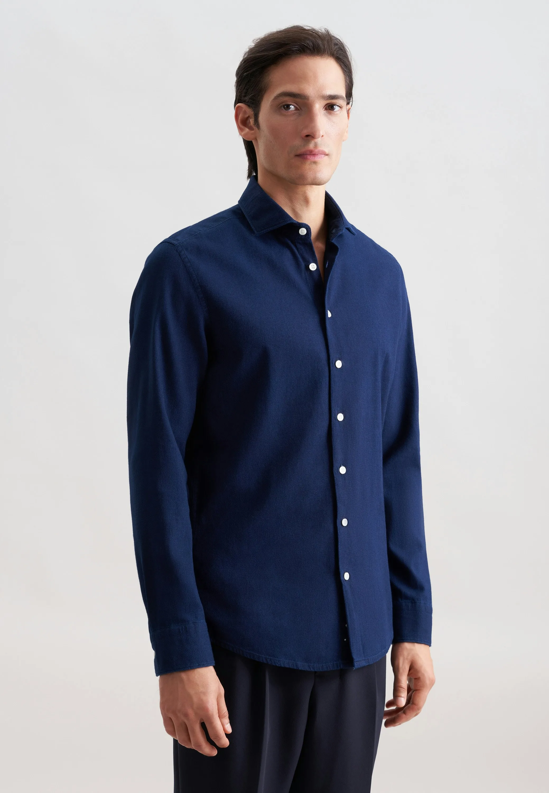 Slim Casual Hemd Struktur Blau 44 - Seidensticker.com - FashionsVida