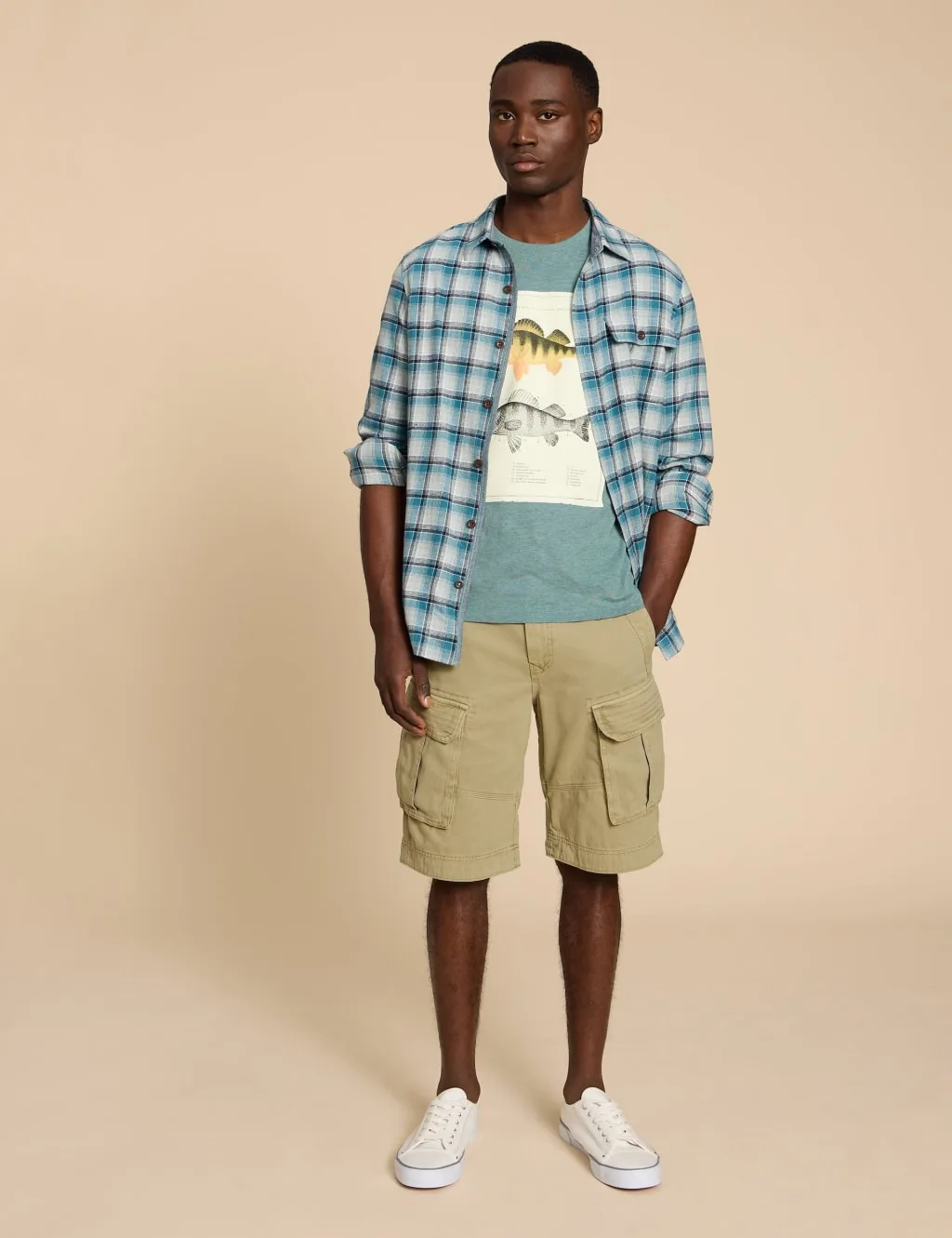 Pure Cotton Cargo Shorts Natural male - White stuff - FashionsVida