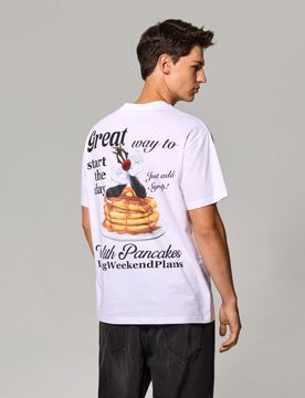 T-shirt in cotone con stampa sul retro Looney Tunes - bianco