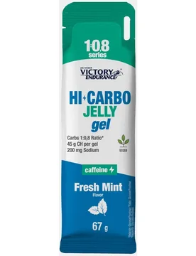 Gel de alto contenido en carbohidratos en ratio 1:0,8 textura gelatina, HI CARBO JELLY GEL 67G CAFFEINE MINT VICTORY de ENDURANCE - Victory Endurance - FashionsVida
