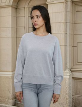 Maglione basic in viscosa - grigio chiaro