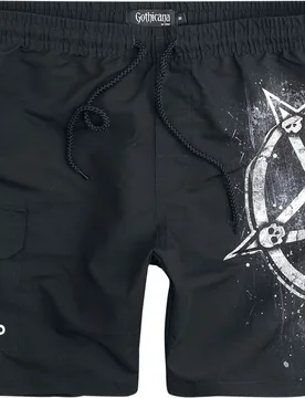 Gothic Badeshort - Swim Short With Pentagram Print - M bis L - für Männer - Größe M - schwarz - Männer - male - Gothicana by EMP - FashionsVida