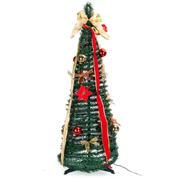 Lampe Led Foldable Christmas Tree Red Gold Decorations Warm White 1.8m Ip44 Indoor & Outdoor Dark Green 60 x 180 cm