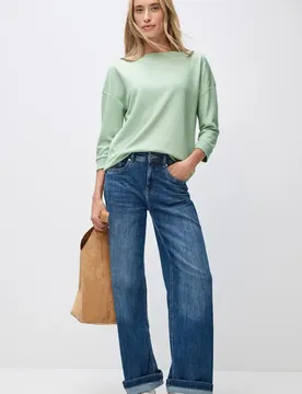 Shirt mit U-Boot-Ausschnitt female Grün