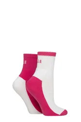 Women's 2 Pair Sports Cushioned Ankle Socks Hot Pink 4-8 - Assorted - Size: Small