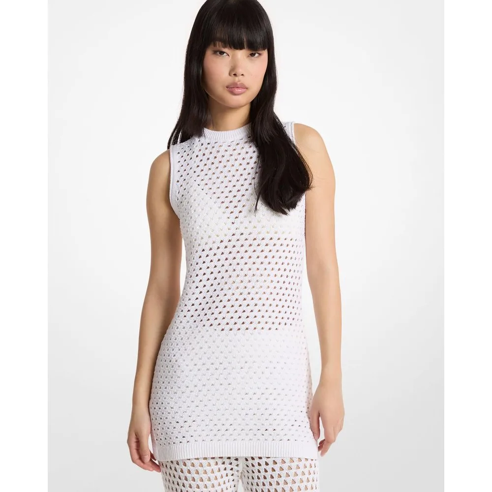 Vestido corto de punto abierto de algodón elástico sin mangas - MICHAEL Michael Kors - FashionsVida