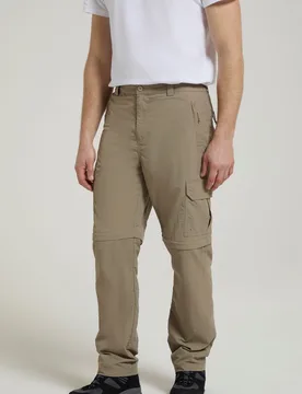 Explore Mens Zip Off Trousers - Beige - Beige - Size: W34 - Mountain Warehouse - FashionsVida