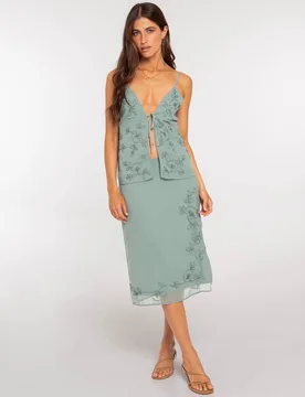 Falda midi bordada con abalorios - The-Are - FashionsVida