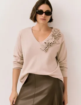 Jersey de mujer con el cuello pico - Couchel - FashionsVida