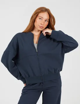 Womens Charcoal Zip Through Bomber Style Sweatshirt - Size X-Small - Brave soul - FashionsVida