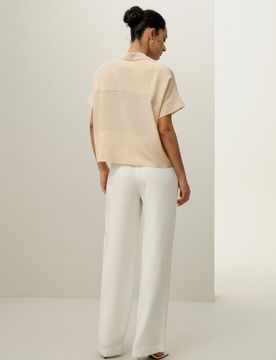 T-shirt Soie Élégant Manches Courtes Coupe Décontractée XS