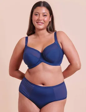 Women's WonderFully Side Support Bra Full Cup Lingerie in Dark Blue Size: 40FF - Dark Blue - Size: 40FF - Curvy Kate - FashionsVida