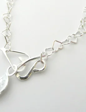 Recycled Beaten Heart Silver Necklace - La Jewellery - FashionsVida
