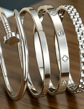 Pieza Pulsera de flor de trébol de cuatro hojas de acero inoxidable de alta calidad, accesorios de moda para mujer de acero inoxidable, conjunto de j - Shein - FashionsVida