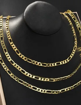 K Gold Plated Figaro Chain Necklace for Men Women Hip Hop 750 Italy Choker Necklace Copper Punk Jewelry Accessory Unisex Gift - Aliexpress - FashionsVida
