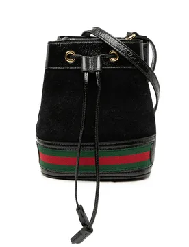 Mini Suede and Patent Web Ophidia Bucket Bag - Gucci - FashionsVida