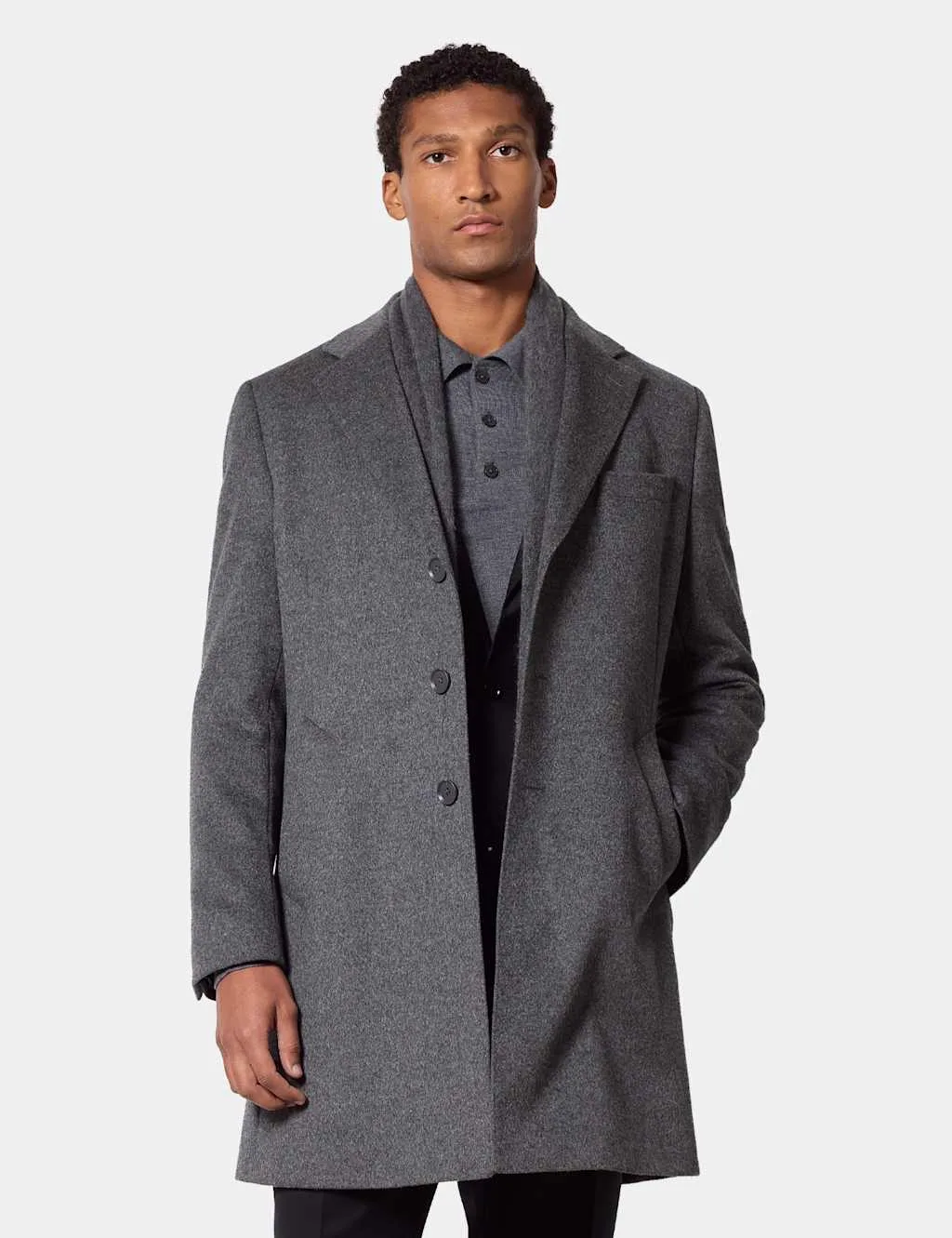Pure Wool Overcoat Grey male - Hawes & Curtis - FashionsVida