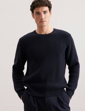 Regular Pullover Uni Blau S