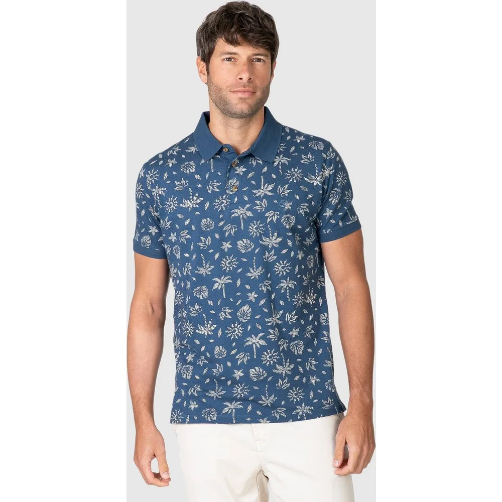 Polo de hombre de manga corta con estampado integral - Massana - FashionsVida