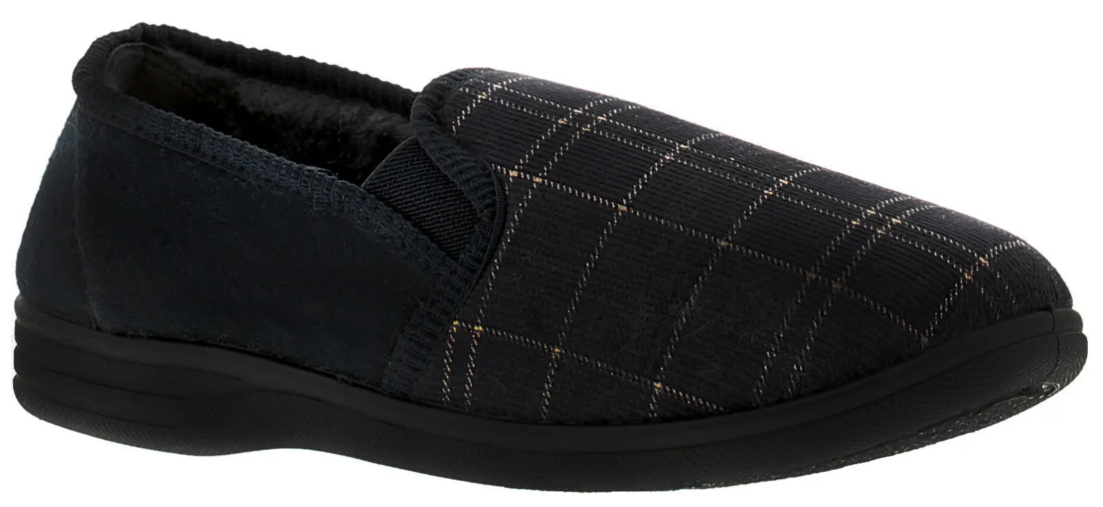 Mens Slippers Full Eric Slip On Navy Textile - Size Uk 8 - Dr Keller - FashionsVida