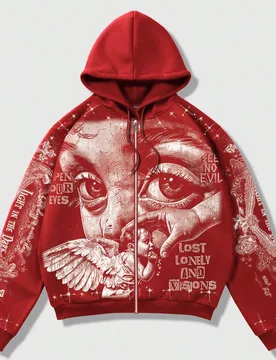 Sudadera con capucha de felpa con estampado de ángel de moda casual de calle para hombre, casual de primavera, cálida para otoño/invierno, Y2K - Shein - FashionsVida