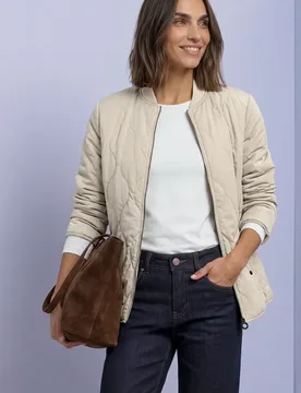 Blouson mit Steppmuster und Zipper female Beige - Street One - FashionsVida