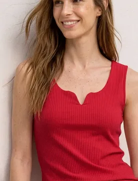 Basic Top mit Herzausschnitt female Rot - Street One - FashionsVida