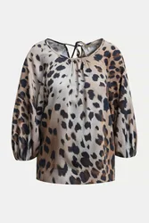 Blusenshirt mit Leo-Print Mehrfarbig L