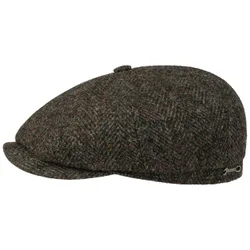 Hatteras Dark Herringbone Flat Cap by - olive-mottled - Herren - Size: M (56-57 cm)