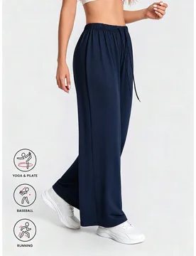 Pieza Pantalón de chándal casual de unicolor con cordón para mujer, pantalones de yoga suaves y holgados, ropa deportiva para gimnasio y uso al air - Shein - FashionsVida