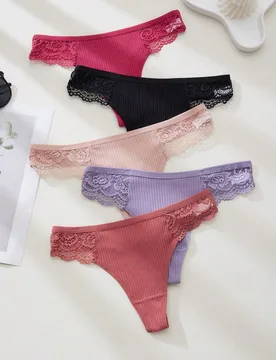 Piezas/paquete Bragas tipo tanga de talle bajo y sexy para mujer, con tirantes delgados, talla pequeña - Shein - FashionsVida