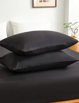 Piezas Fundas de almohada de unicolor negro súper suaves, ligeras & transpirables, con cierre de sobre, fundas de almohada de unicolor, adecuadas par - Shein - FashionsVida